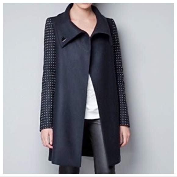 zara studded sleeve coat